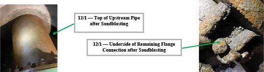 December 1 update of top of upstream pipe after sandblasting